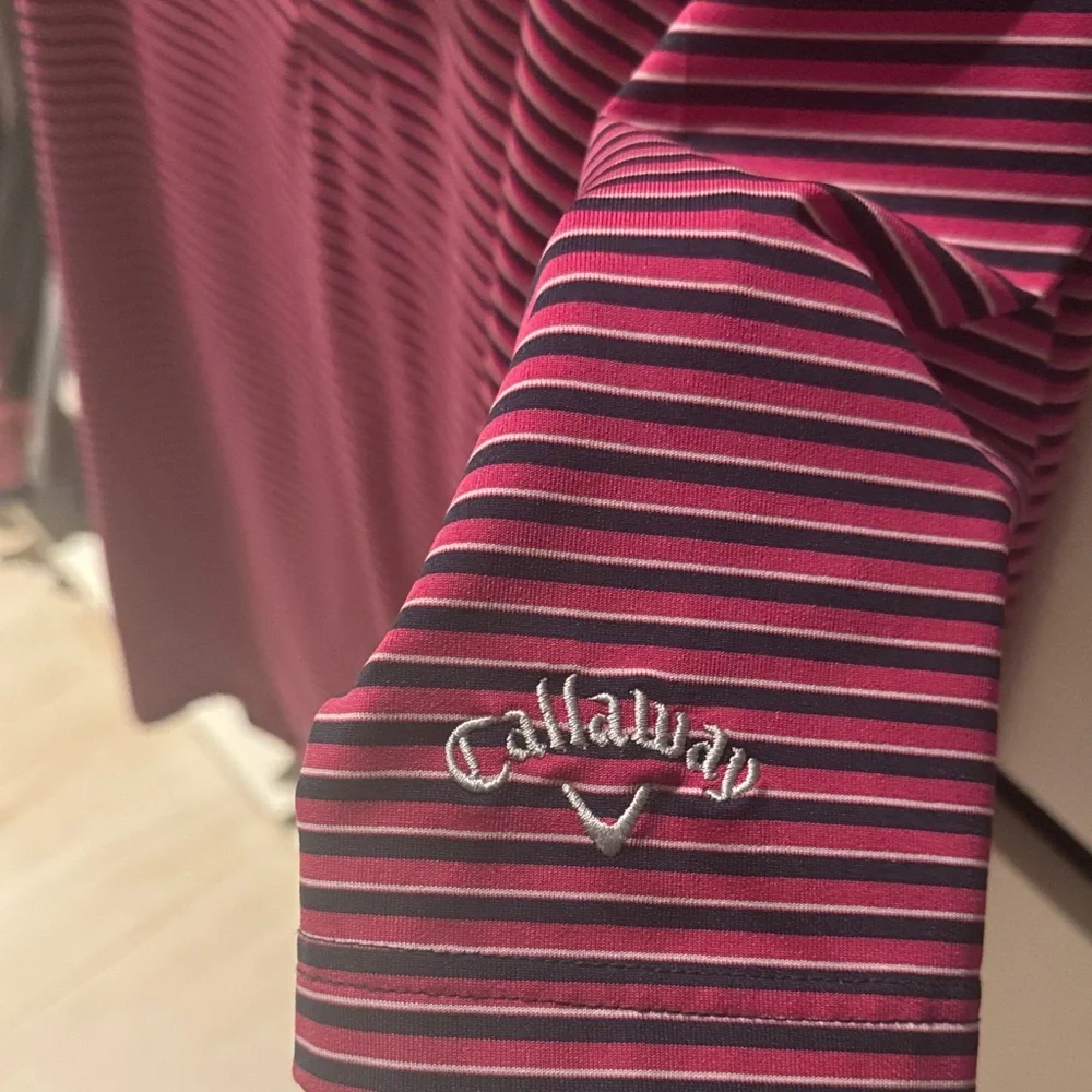 Callaway Striped Polo Shirt - Pink and Navy - Picture 5 of 5